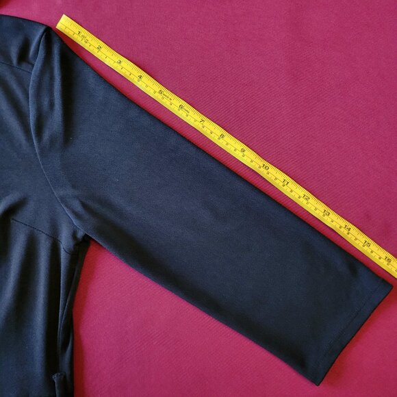 Monteau | Black V-Neck Faux Button A Line Midi Dress | L - Picture 6 of 10